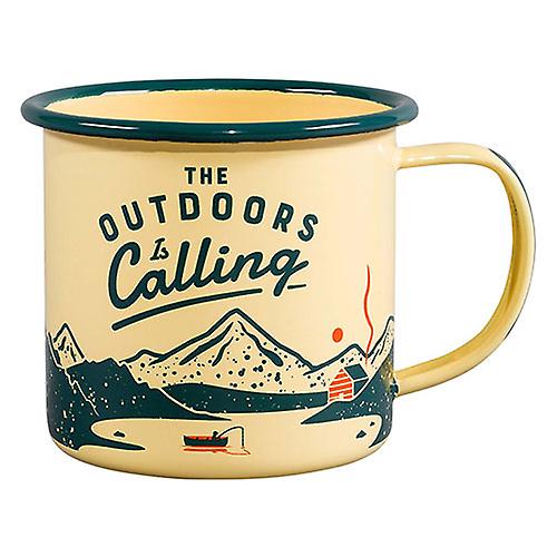 The Outdoors is Calling Enamel Mug